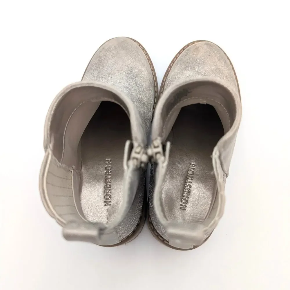 Nordstrom Flora Metallic Sparkle Zip-Up Boot Kids' Taupe Size US12M EU30